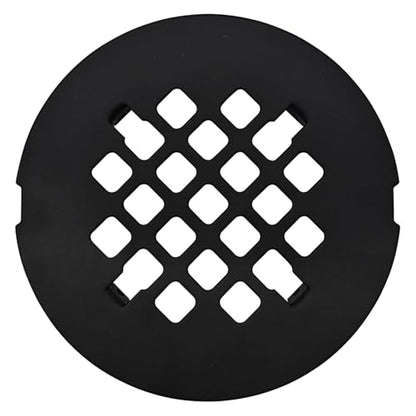 4 ¼” Matte Black Snap-in Shower Drain Cover - Premium Round Black Grate Replacement - 4.25" OD Strainer - Easy Install - Durable Solid Brass Construction - color: Black