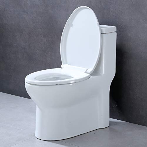 CYRRET Elongated Toilet Seat Slow Close, Easy to Install and Clean, Durable Plastic, White, Replacement Toilet Seats, Fits Standard Elongated, Obling or Oval Toilets - style: Elongated