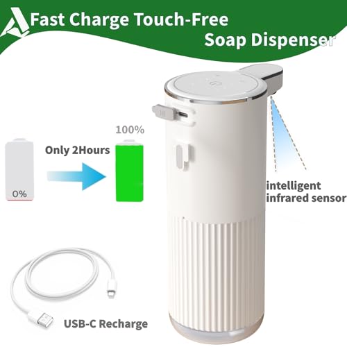 2Pack Automatic Soap Dispenser, Touchless Foaming Soap Dispenser Bathroom,Upgrade Hand & Dish Electric Dispenser 4-Level Adjustable Waterproof Wall Mount Kitchen Auto Soap Pump for Thin & Thick Liquid - color: White, style: Foam 2Pack