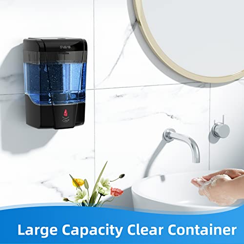 SVAVO Automatic Soap Dispenser Wall Mount 600ml/21fl.oz, Hand Soap Dispenser Touchless Electric Sensor Pump Battery Operated for Office Home Kitchen Bathroom Hotel Restaurant Commercial
