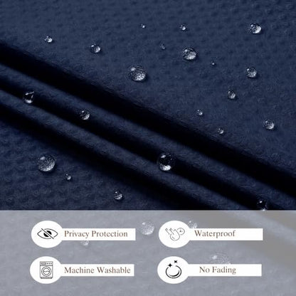 Aiyufeng Waterproof Fabric Shower Curtains for Bathroom，Dot Like Embossed Textured Soft Polyester Cloth Stall Shower Curtain，Hotel Luxury Quality Machine Washable，36Wx72L，Navy Blue - color: Navy Blue, size: 36"W x 72"L (Pack of 1)