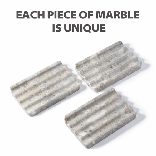 Karibiber Soap Holder for Bathroom, Grey Marble Soap Dish for Kitchen Countertop, Soap Tray with Creative Wavy Design, Soap Saver for Bath Tub, Sponges, Italian Natural Stone - color: Grey