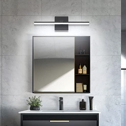 Black Bathroom Vanity Lights - 18 inch Modern LED Bathroom Light Fixtures Dimmable Vanity Light Acrylic Bath Room Lighting Fixture Over Mirror - color: Black- Dimmable, size: 18-inch