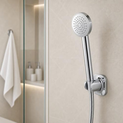 Hand Held Shower Head Holder, Adhesive Showerhead Bracket, Angle Adjustable Shower Wand Holder Wall Mounted, Chrome - color: Chrome