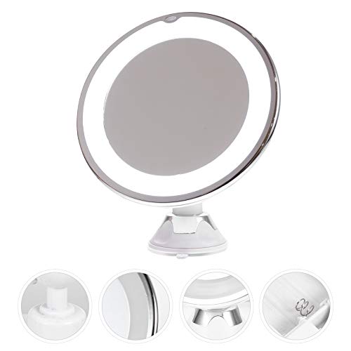 SOLUSTRE Magnifying Led Lighted Makeup Mirror Suction Cup Portable Vanity Mirror for Bathroom and Travel Compact Design for Easy Carrying and Natural Lighting