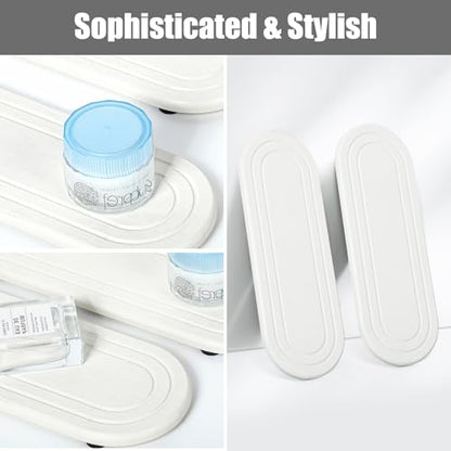 2PCS Water Absorbing Stone Tray, Fast Drying Diatomite Stone Sink Tray, Water Absorbent Diatomite Coasters, Stones Soap Trays for Kitchen Sink, Bathroom Counter Hand Soap Dish & Holders - color: 2pcs 21×10cm White Oval