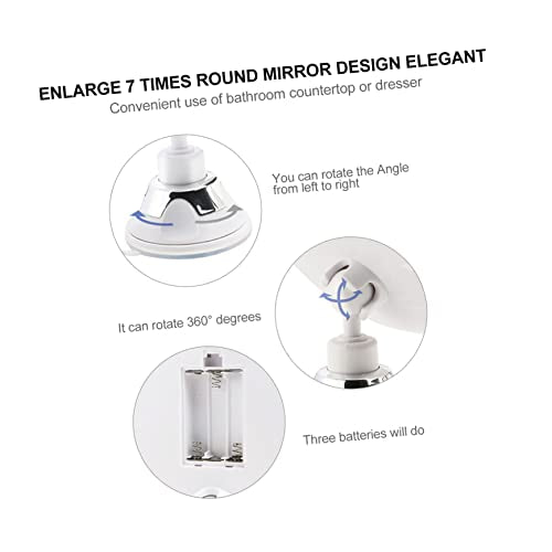 Magnifying Led Vanity Mirror Suction Cup Round Design for Makeup Application Portable Cosmetic Mirror for Bathroom and Travel White No Battery Included