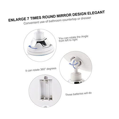 Magnifying Led Vanity Mirror Suction Cup Round Design for Makeup Application Portable Cosmetic Mirror for Bathroom and Travel White No Battery Included