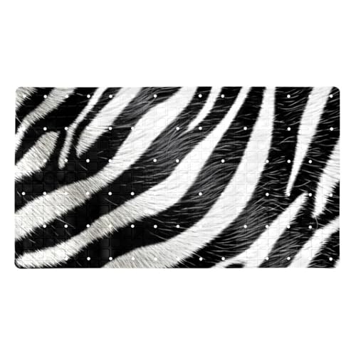 Shower Mat Non Slip, Zebra Print Anti Slip Bath Mat for Tub, 26.8 x 15.1 Inch Bathtub Mat with Suction Cups and Drain Holes, Machine Washable - color: Multi 2