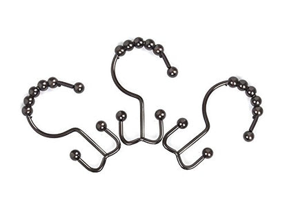 Double Glide Roller Shower Curtain Hooks, Oil Rubbed Bronze,12PCS | 100% Stainless Steel, Curtain Hooks Rings for Bathroom Shower Rods Curtains and Liners, Easy Glide Rollers - color: Oil,bronze
