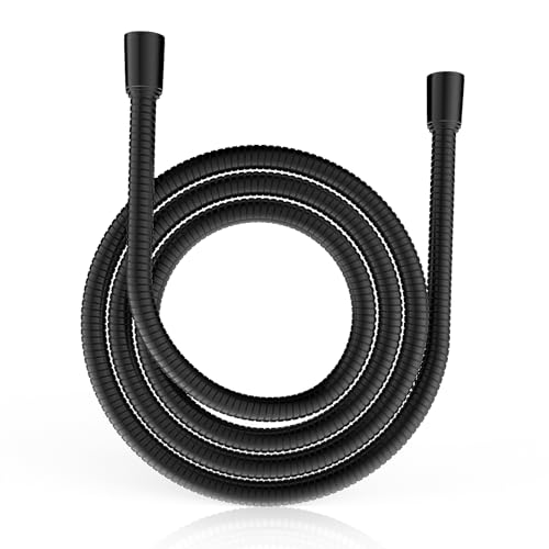Shower Hose 71 Inches Stainless Steel Extra Long Handheld Shower head Hose Flexible and Durable with Brass Insert and Nut (Black)