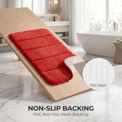 Bathroom Rugs Set 3 Piece, Memory Foam Bath Rugs, Non Slip Washable Bathroom Rug Set, Extra Soft Absorbent Bath Mats with U-Shaped Toilet Rug, Red - color: Red