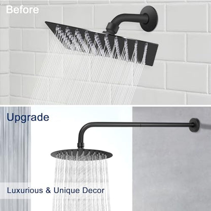 NearMoon Shower Arm, Extra Extension Arm with Flange, Stainless Steel Wall-Mounted Showerhead Extender Pipe (24 Inch, Matte Black) - color: Matte Black, style: 24 Inch
