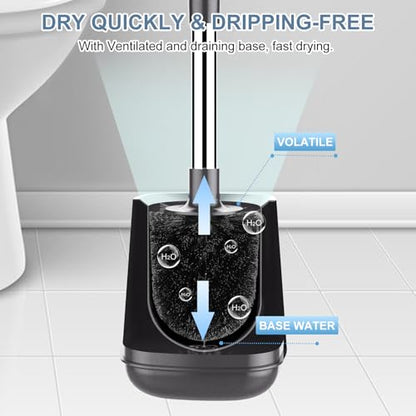 SetSail Toilet Brush and Holder, Self Closing Lid Toilet Bowl Brushes Holder and Extra Long Handle Ventilated Toilet Brush Set for Bathroom Cleaning, Nylon Bristles, Grey - color: Gray, size: 1 pack