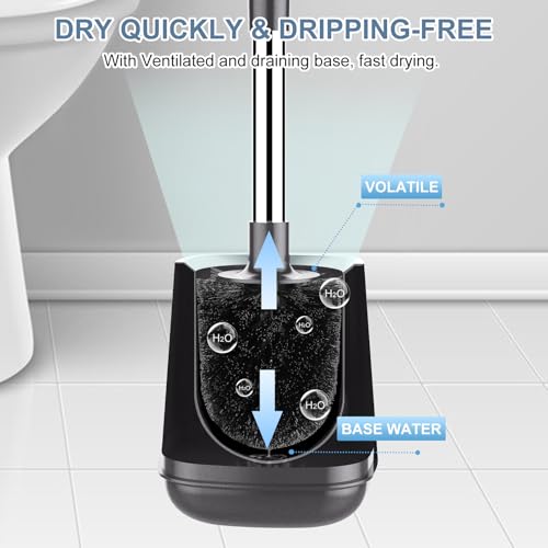 SetSail Toilet Brush and Holder, Self Closing Lid Toilet Bowl Brushes Holder and Extra Long Handle Ventilated Toilet Brush Set for Bathroom Cleaning, Nylon Bristles, Grey - color: Gray, size: 1 pack