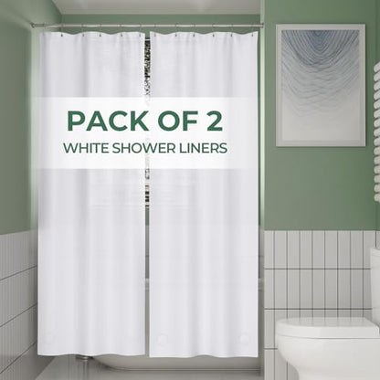 AmazerBath Stall Shower Curtain Liner 2 Pack, 36 x 72 Inches PEVA Plastic Shower Liner with 2 Weighted Stones and 6 Rustproof Metal Grommet, Lightweight Waterproof Shower Curtain - White - color: White, size: 36"W x 72"L (Pack of 2)