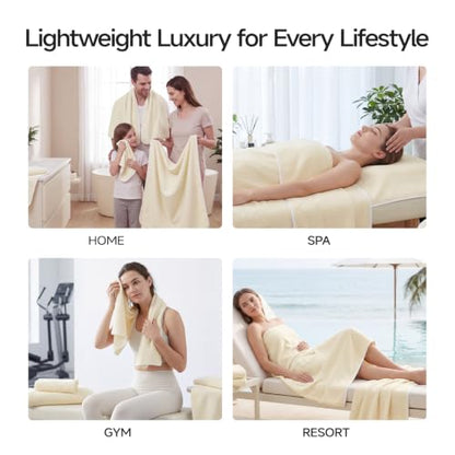 ecolook Microfiber Towel Set of 6, Yellow | Ultra-Soft & Oversized, Absorbent & Quick-Drying | 2 Bath Sheets, 2 Hand Towels & 2 Washcloths - color: Yellow