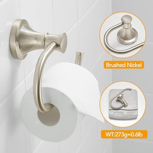 Toilet Paper Holder Wall Mount Bathroom Tissue Holder Brushed Nickel | Pivoting Tissue Roll Holder, High Quality Stainless Steel Hand Towel Ring Rustproof, Bathroom Accessories,Toilet Storage - color: Brushed Nickel