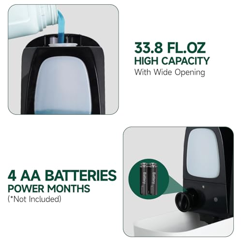 anydry Commercial Automatic Soap Dispenser 34oz Large Capacity Wall-Mounted | Touchless Liquid Dispenser, Five-Level Adjustment, Ideal for High-Traffic Bathroom, Restroom, Durable Wall-Mount Installation - color: White
