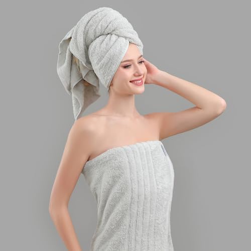 Aibaser Towels - Premium 100% Cotton Bath Towels Set (27 x 54 inches), Lightweight and High Absorbency Quick Drying (Light Grey) - color: Light Grey, size: 27x 54 Inches
