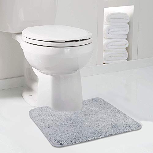 Walensee Contour Rug (20x24, Growing Blue) Non Slip Bath Mat for Bathroom Water Absorbent Soft Microfiber Shaggy Mat Machine Washable U Shape Toilet Rug - color: Growing Blue, size: 20"x24" Contour Rug