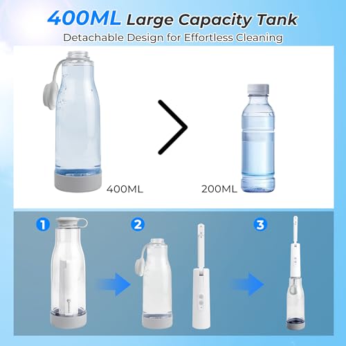 Portable Bidet for Travel, 500mAh Electric Handheld Bidet with 400ml Bottle | Rechargeable Bidet Sprayer, IPX7 Waterproof High Pressure Jet Spray for Men Women Postpartum & Camping