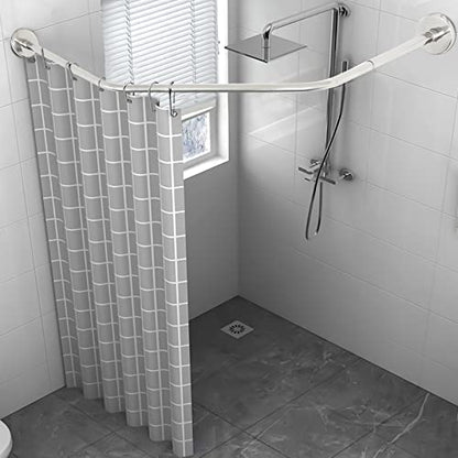 Corner Shower Curtain Rod, Adjustable 304 Stainless Steel | for Bathroom Clothing Stores, Wall Mount Curved Shower Rod Fits 17.72-29.53 In Sides, Used for Toughened Glass Walls