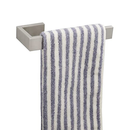TocTen Hand Towel Holder/Towel Ring - Thicken SUS304 Stainless Steel Bathroom Hand Towel Hanger, 9 Inch Heavy Duty Wall Mounted Towel Rack, Square Hand Towel Bar for Bathroom Hardware (Brush, 9 in) - color: Brushed, size: 9 In-Rectangular