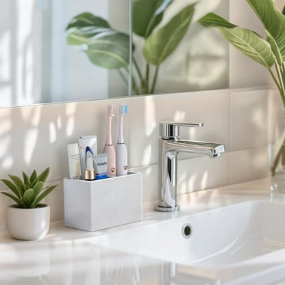 Luxspire Diatomite Toothbrush Holder, 2 Slots, Light Gray | Fast Drying, Diatomaceous Earth, Electric Tooth Brush and Toothpaste Organizer, For Bathroom Kitchen Vanity Countertop - color: Light Gray, style: 2 Slots
