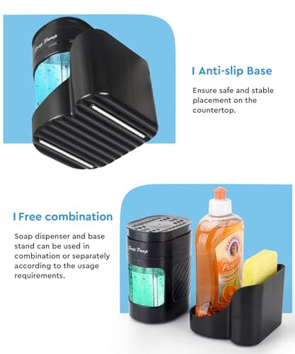 Kitchen Dish Soap Dispenser with Sponge Holder, 3-in-1 Countertop Dishwashing Soap Pump Dispenser Set for Kitchen Sink, Useful Kitchen Gadgets - Black - color: Black