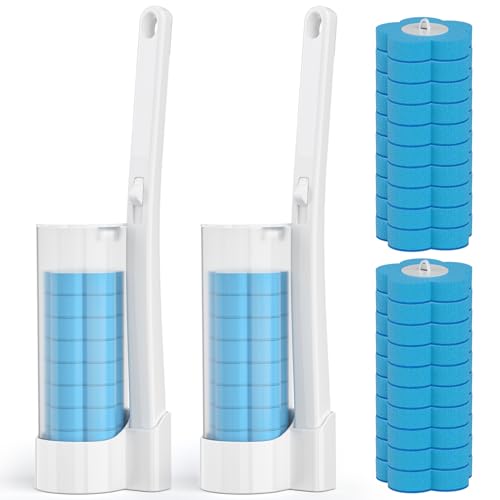 Disposable Toilet Brush Refills 20PCS Only for TUUAQ- Toilet Bowl Cleaner Head for Toilet Brush, Toilet Cleaning Supplies, 20PCS Brush Refills for Bathroom Deep Cleaning (20, Blue)