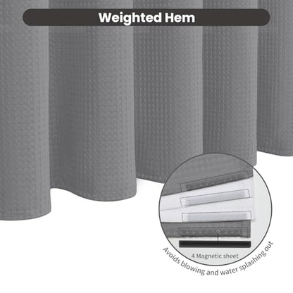 Inhousolu No Hook Shower Curtain with Removable Snap-in Liner, Waffle Weave 230 GSM Polyester, Weighted Hem, Water Repellent Washable, 36 x 72 Inch, Gray - color: Grey, size: 36"W x 72"L (Pack of 1)