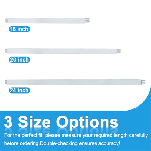 Ceiling Mount Shower Arm with Flange 20 Inches Square Straight Extender Extension Pipe Replacement, Long Shower Arm For Fixed Rain Shower Head or High Ceiling, Chrome - color: Chrome, style: 20inch
