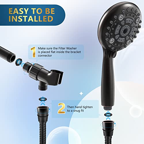 6 Spray Modes High Pressure Handheld Showerhead Set Upgraded | 5 Inches Shower Head with Handheld Spray Oil Rubbed Bronze Handheld Shower Head 60 Inches Stainless Steel Hose-1-Min Install - color: Oil Rubbed Bronze