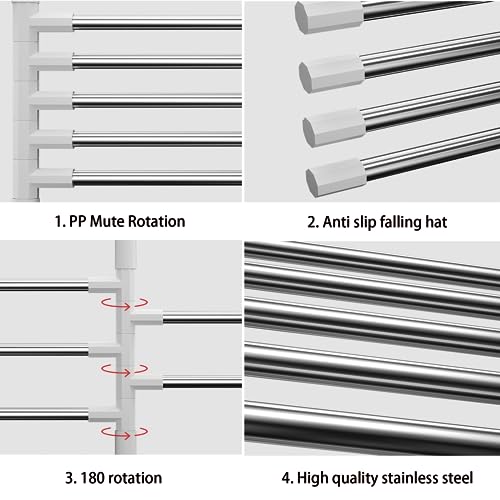 Swivel Towel Rail, 2PCS Folding Towel Holder 5-Arm Towel Rack Wall Mounted Stainless steel Towel Hanger Towel Storage Rack Towel Rails for Bathroom Toilet Kitchen