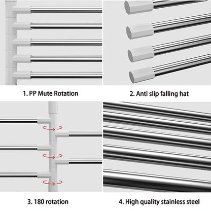 Swivel Towel Rail, 2PCS Folding Towel Holder 5-Arm Towel Rack Wall Mounted Stainless steel Towel Hanger Towel Storage Rack Towel Rails for Bathroom Toilet Kitchen