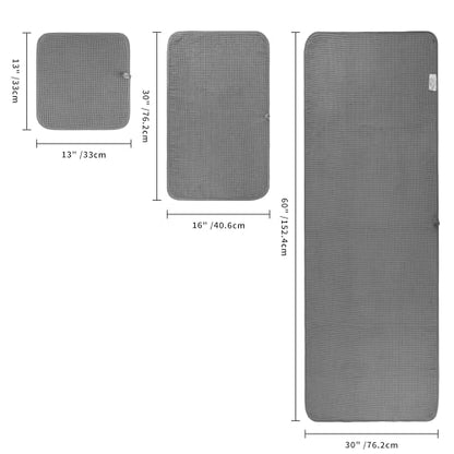 POLYTE 430 GSM Poly Blend Microfiber Quick Dry Waffle Bath Towel Set of 6 | 2-Body Towels, 2-Hand Towels, 2-Wash cloths, Oversize, Lint Free - color: Gray