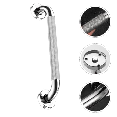 Toyvian Stainless Steel Handrail Non-Slip Grab Bar 50cm Textured Bathroom Safety Rail for Shower and Toilet Senior Disabled Support