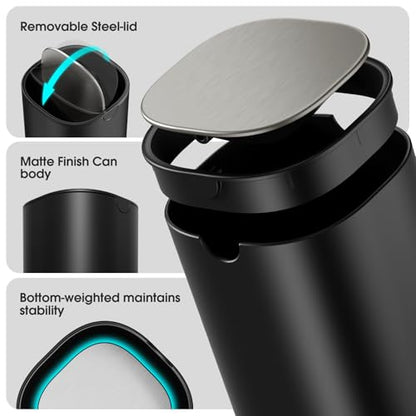 CEROELDA Mini Desktop Trash Can with Swing-Top Lid, 0.4 Gal/1.5L Tabletop Trash Can, Small Wastebasket for Bathroom Countertop, Vanitie, Coffee Area, or Office (Black) - color: Black