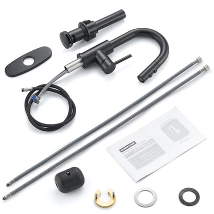 Black Bathroom Faucet with Pull Down Sprayer, 2 Flow Modes | Modern Stainless Steel Bathroom Sink Faucet with Pop-up Drain and Hoses, RV & Outdoor Basins, for 1 or 3 Hole - color: Matte Black