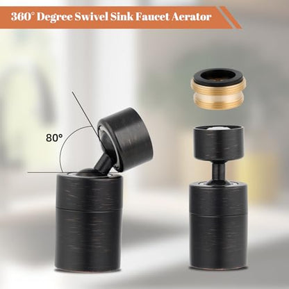 Hibbent Faucet Aerator, 360 Degree Kitchen Sink Faucet Aerator, Dual-function Swivel Big Angle Kitchen Faucet Attachment, Faucet Replacement Part, Oil-Rubbed Bronze - color: Oil Rubbed Bronze, style: Dual Modes