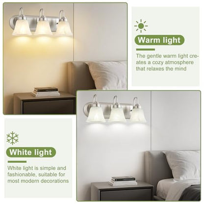 3 Light Bathroom Vanity Lights, Bathroom Light Fixtures Over Mirror, Modern Lighting Fixtures Brushed Nickel Wall Lamp Vanity Lights Apply for Mirror Living Room Cabinet Bedroom, Bulb Not Included - color: Brushed Nickel