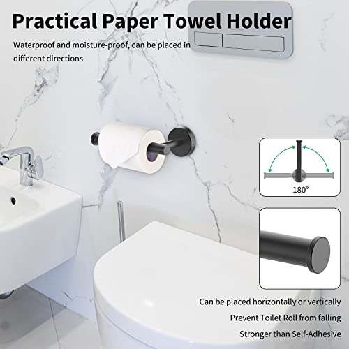 Newfun 10 Pieces Matte Black Bathroom Hardware Set 24 Inch | Include 24 inch Towel Bar, Robe Hook, Toilet Paper Holder, Stainless Steel Bathroom Accessories Set for Bathroom Wall Mounted - color: Matte Black