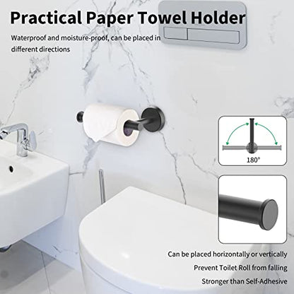 Newfun 10 Pieces Matte Black Bathroom Hardware Set 24 Inch | Include 24 inch Towel Bar, Robe Hook, Toilet Paper Holder, Stainless Steel Bathroom Accessories Set for Bathroom Wall Mounted - color: Matte Black