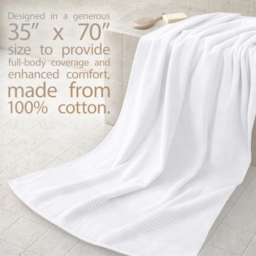 Cotton Paradise 100% Cotton Turkish Towel Set, Soft Absorbent Quick Dry, 2 Piece 35x70 Bath Sheet Set, Snow White - color: Snow White, size: 35"x70"