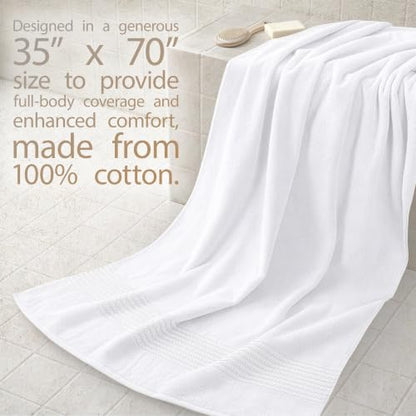 Cotton Paradise 100% Cotton Turkish Towel Set, Soft Absorbent Quick Dry, 2 Piece 35x70 Bath Sheet Set, Snow White - color: Snow White, size: 35"x70"