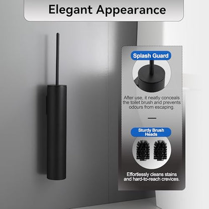 Wall Mounted Matte BlackToilet Brush with Holder,Durable Cleaning Toilet Bowl Brushes with Holders - color: Matte Black