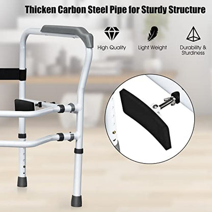 Toilet Safety Rail - Adjustable Free Standing Toilet Armrest with 360° Rotatable Clip, Supports Up to 300 LBS, Ideal for Elderly & Disabled for Enhanced Stability and Safety.