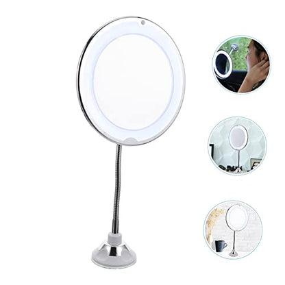 Mobestech Magnifying Vanity Mirror with LED Light and Rotating Suction Cup for Bathroom and Desktop Viewing Angle Makeup Mirror for Precise Eye Makeup and Personal Care