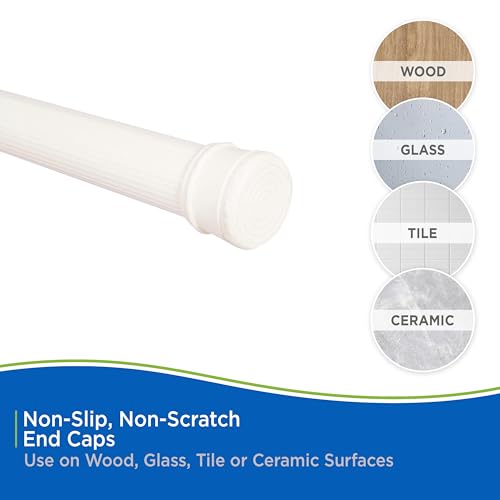 Kenney KN609L/87 Twist & Fit No Tools Spring Tension Standard Shower Curtain Rod with Non-Slip, Non-Scratch Ends, 42-72" Adjustable Length, Easy Install, Cream, 1" Diameter Rust Resistant Steel Tube - color: Alabaster